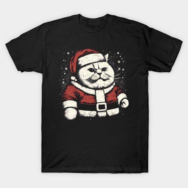 Funny Cat Santa Merry Christmas Vintage T-Shirt by fupi